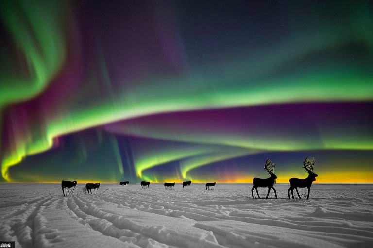 herds-of-caribou-stretching-across-the-horizon-their-antlers-like-a-dark-tapestry-against-the-pristine-snow