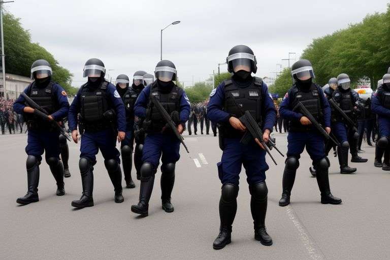 group of riot police