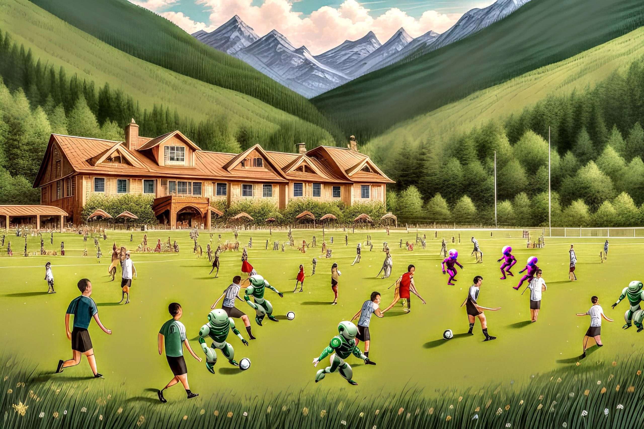 The featured image shows a diverse group of TATANKA staff and our AI humanoid peers playing soccer together. It illustrates the diversity, equity and and inclusivity at the core of our mission.