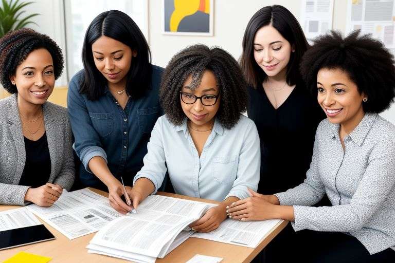 women writers working together in a newspaper office